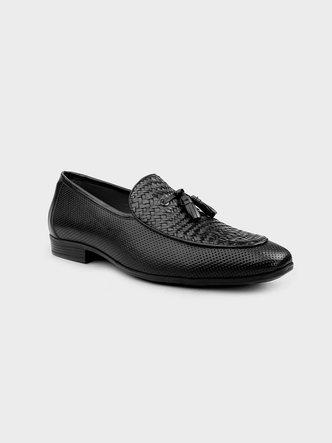 Men's Classic Black Leather Slip-On Tassel Shoes