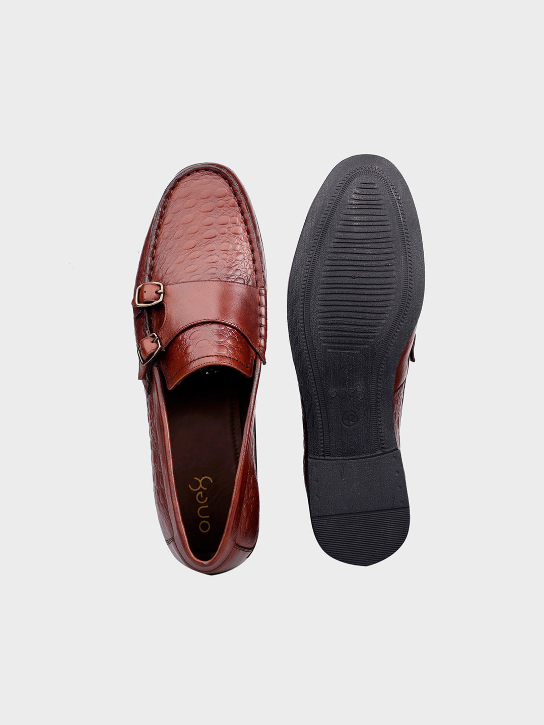 Brown Leather Monk Shoes