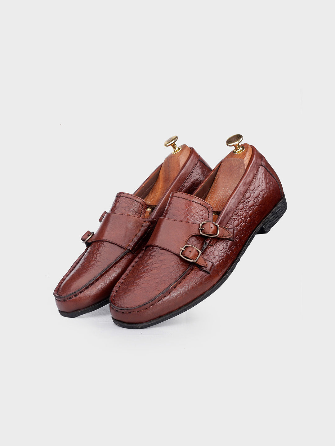 Brown Leather Monk Shoes