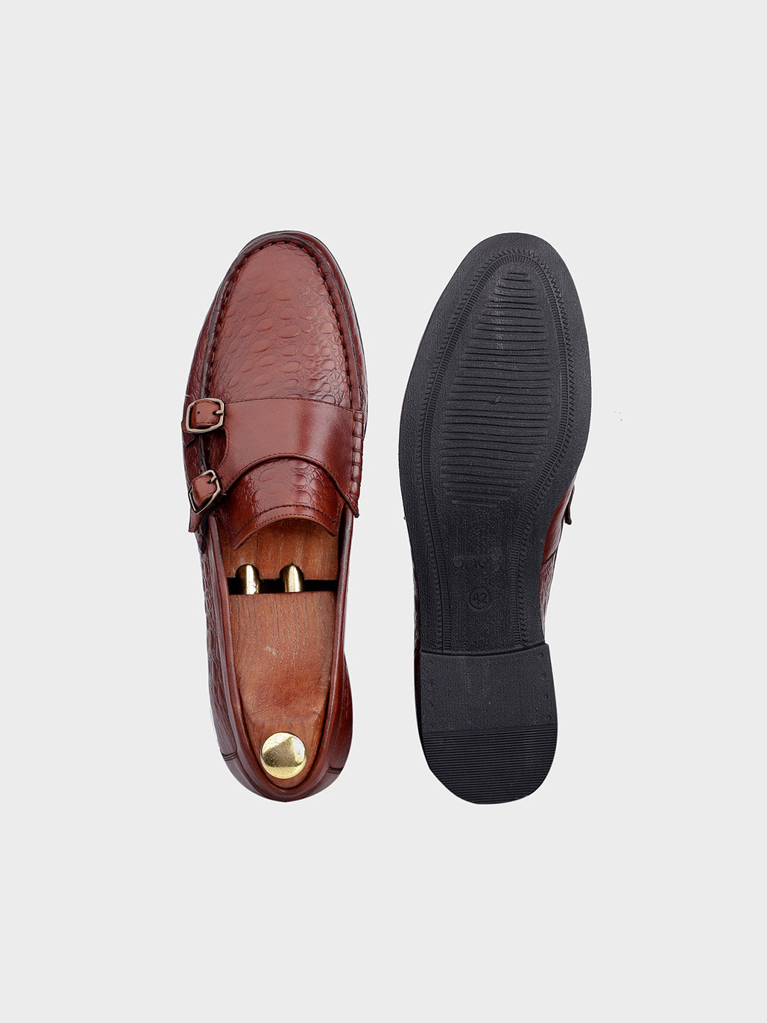 Brown Leather Monk Shoes