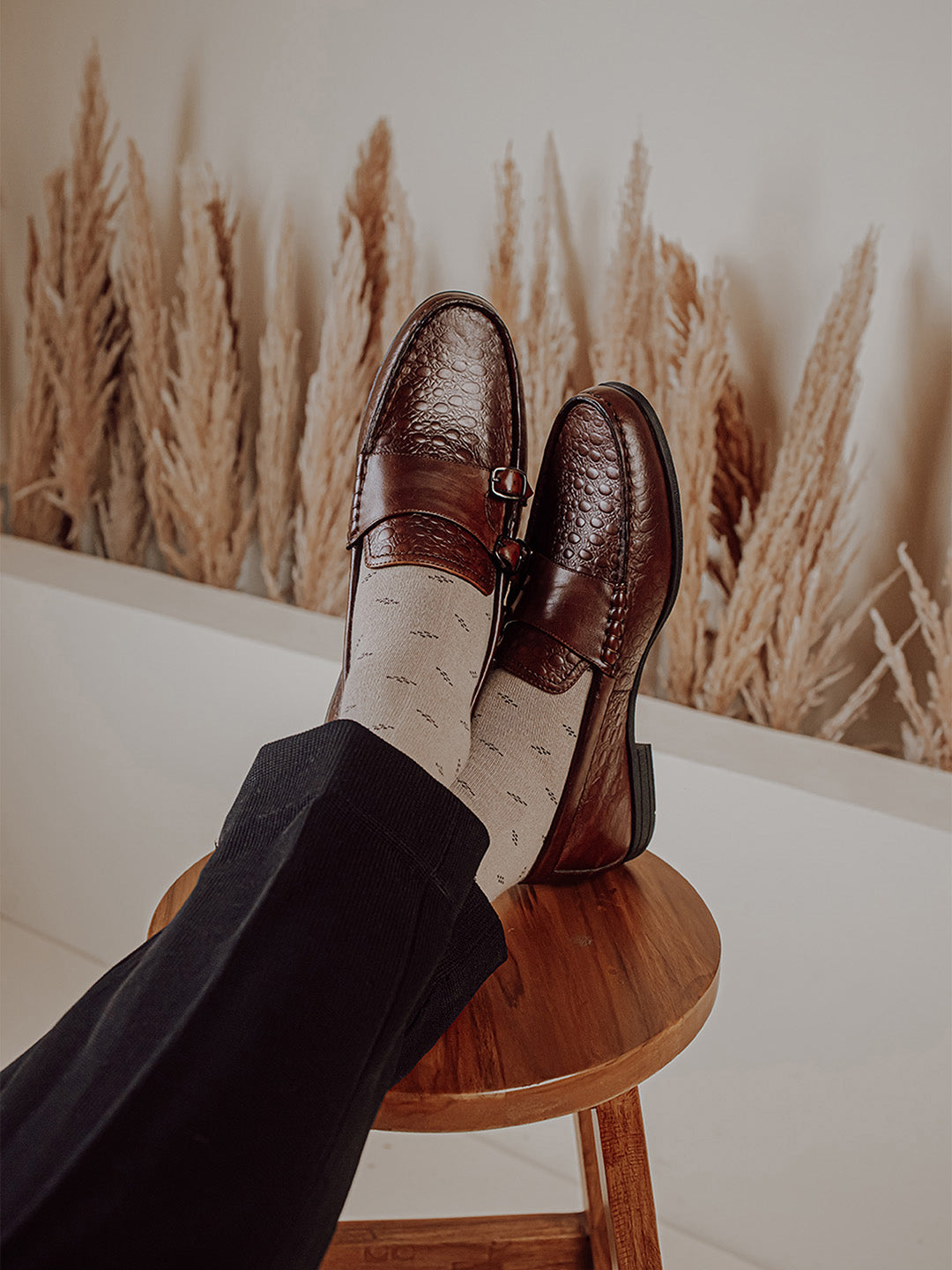 Brown Leather Monk Shoes