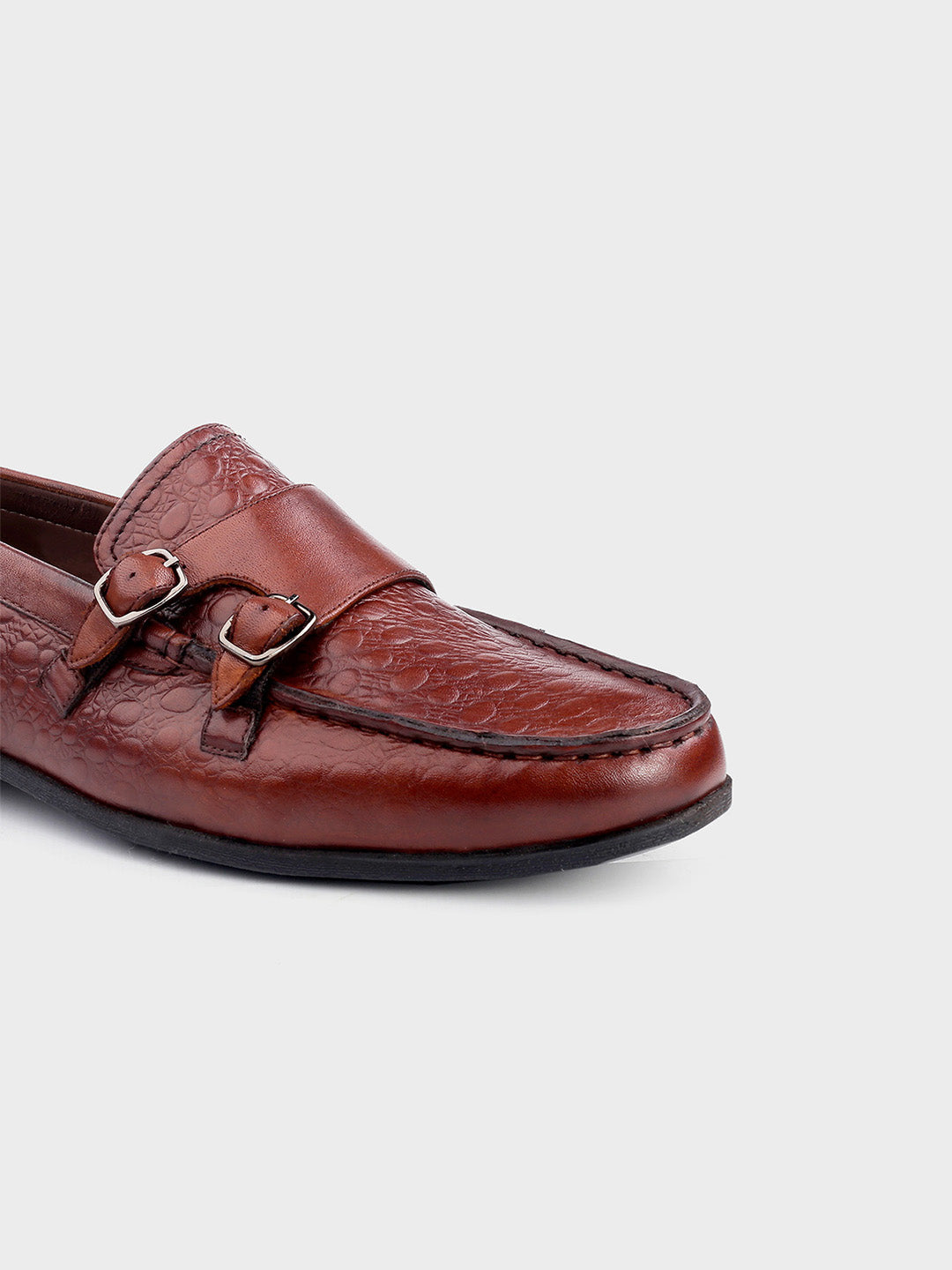 Brown Leather Monk Shoes