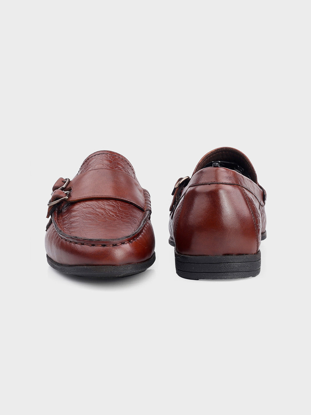 Brown Leather Monk Shoes