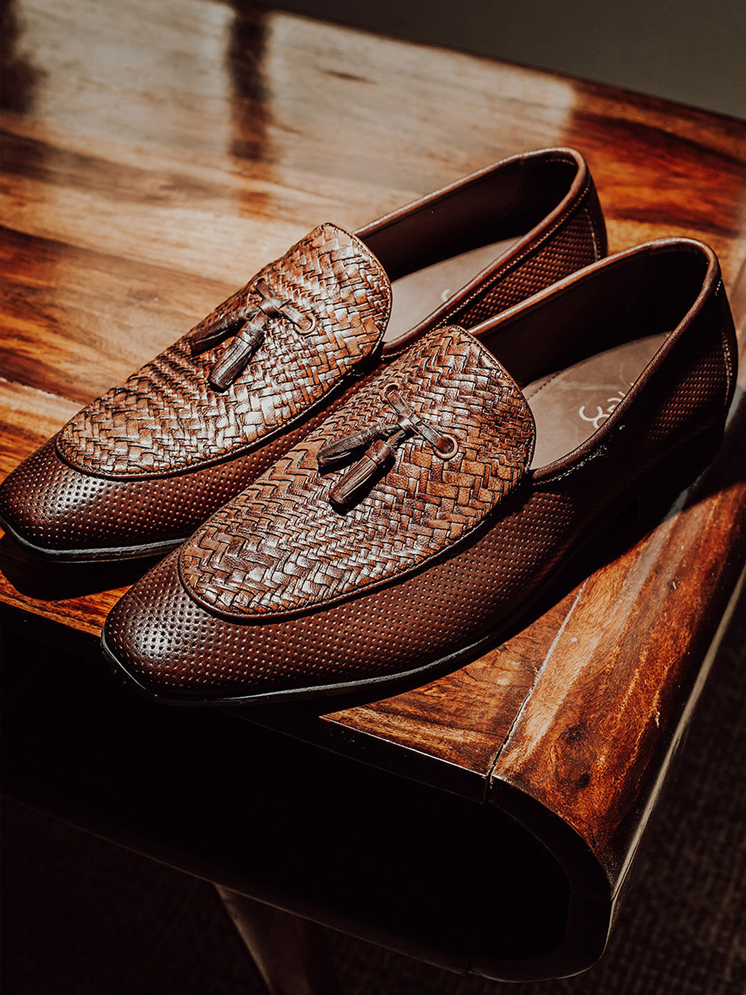 Men's Classic Brown Leather Slip-On Tassel Shoes
