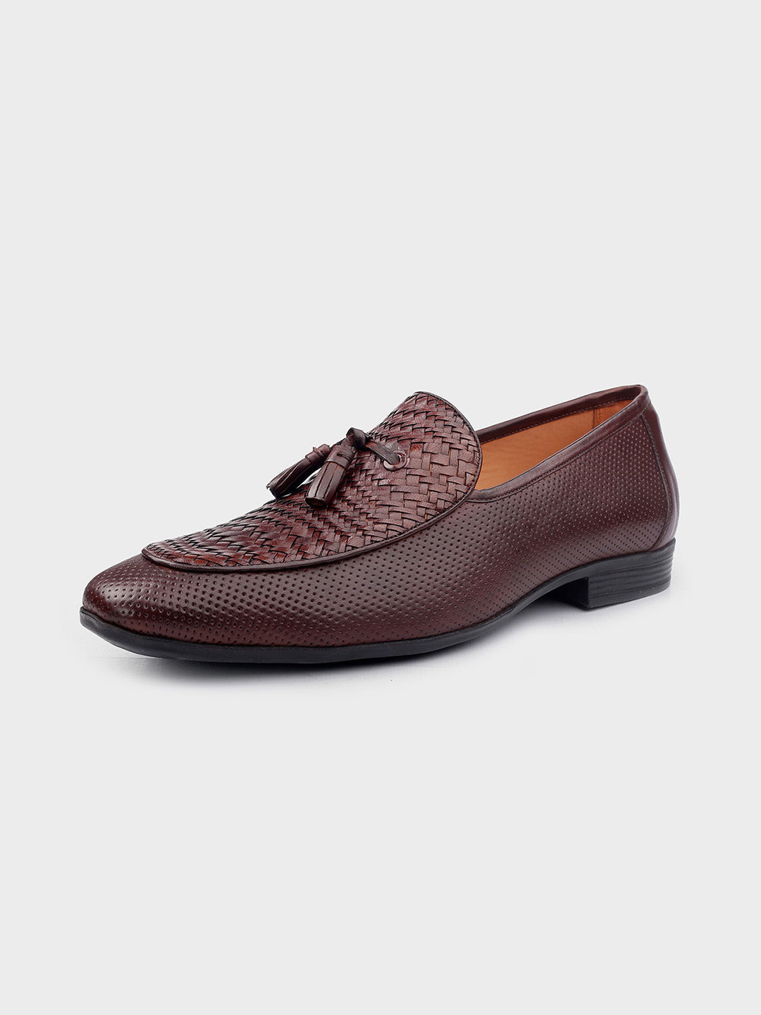 Men's Classic Brown Leather Slip-On Tassel Shoes