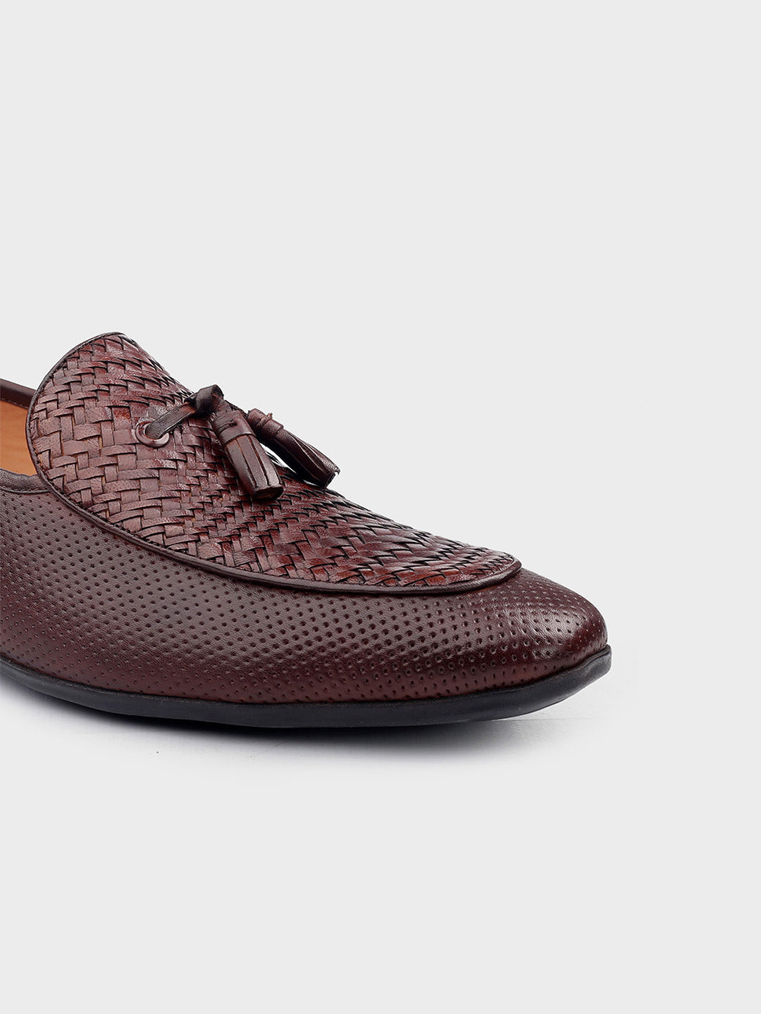 Men's Classic Brown Leather Slip-On Tassel Shoes
