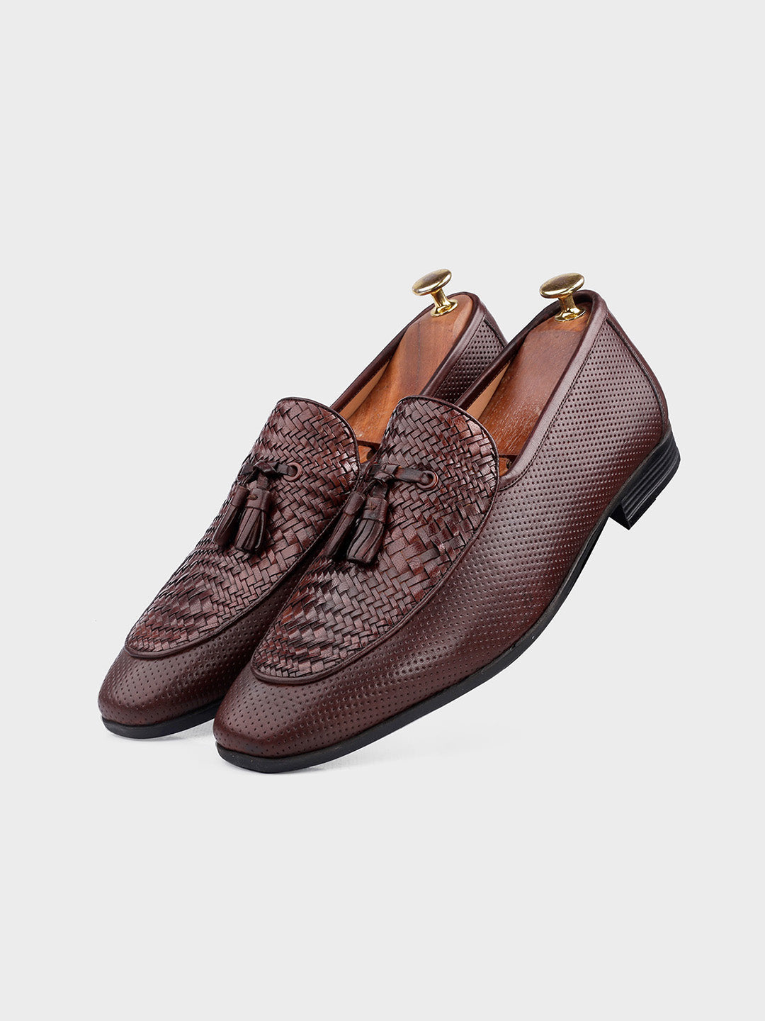 Men's Classic Brown Leather Slip-On Tassel Shoes