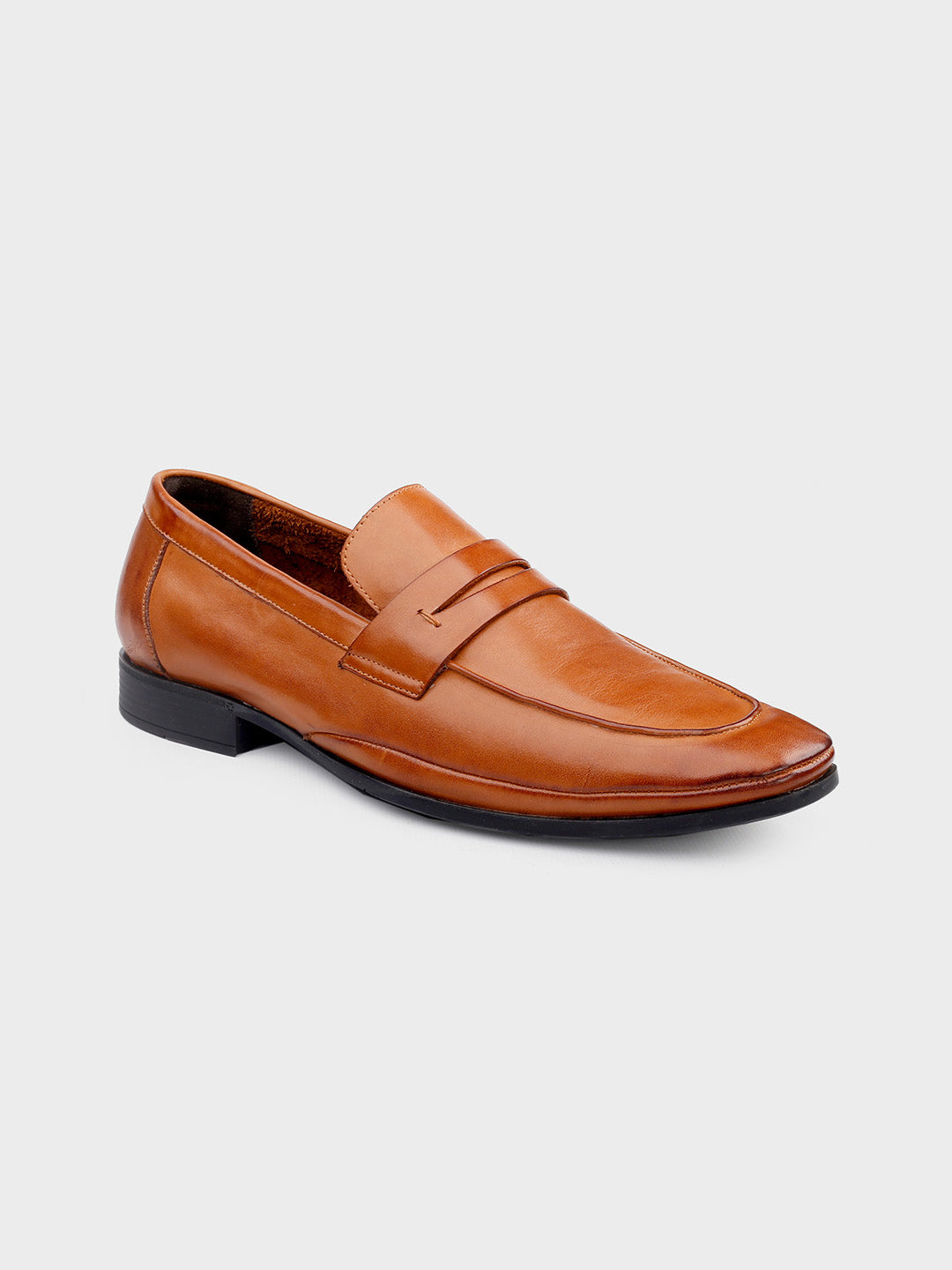Tan Leather Men's Slip-On Loafers