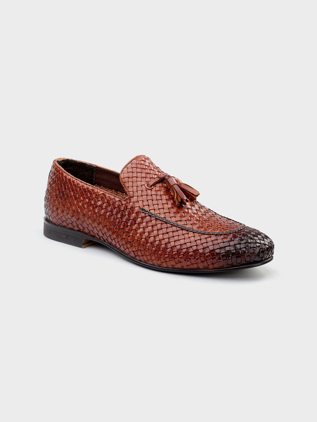 Tan Leather Men's Slip-On Tassel Shoes