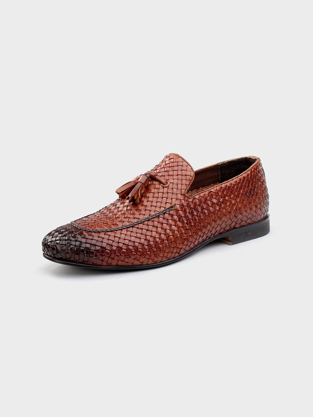 Tan Leather Men's Slip-On Tassel Shoes