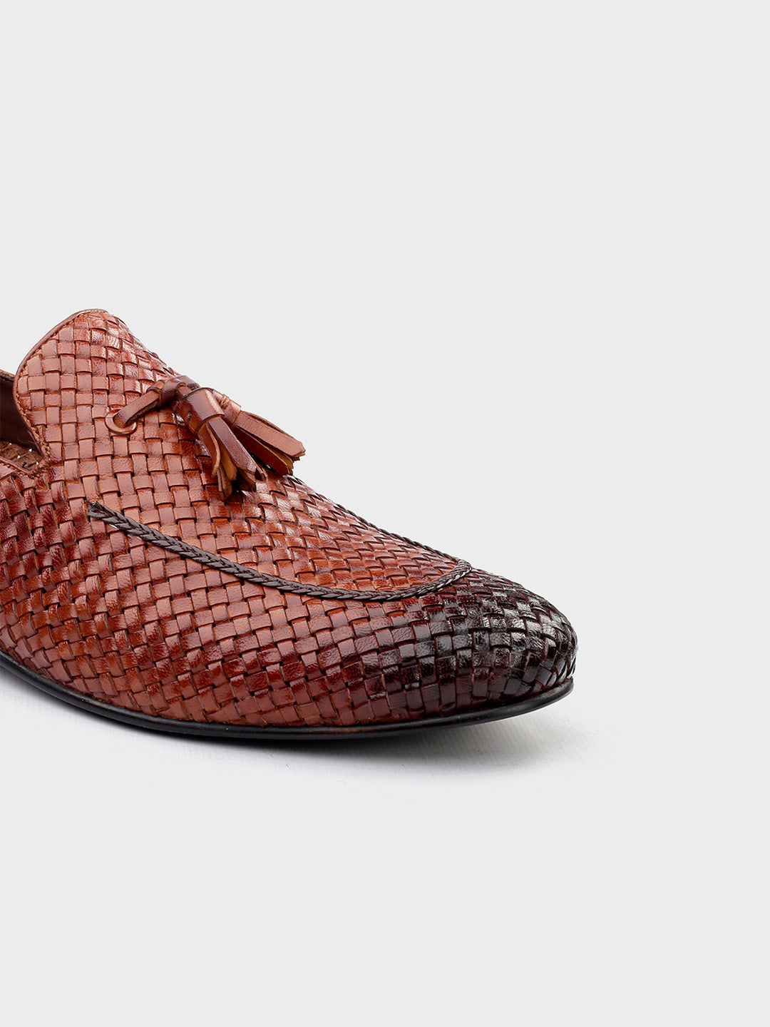 Tan Leather Men's Slip-On Tassel Shoes