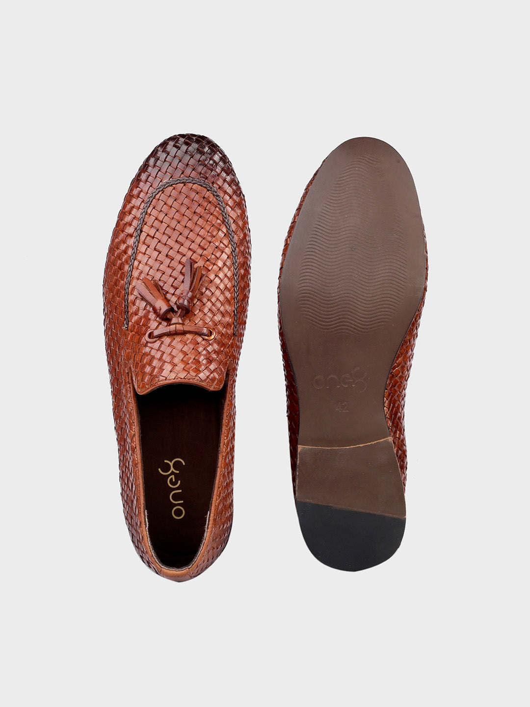 Tan Leather Men's Slip-On Tassel Shoes