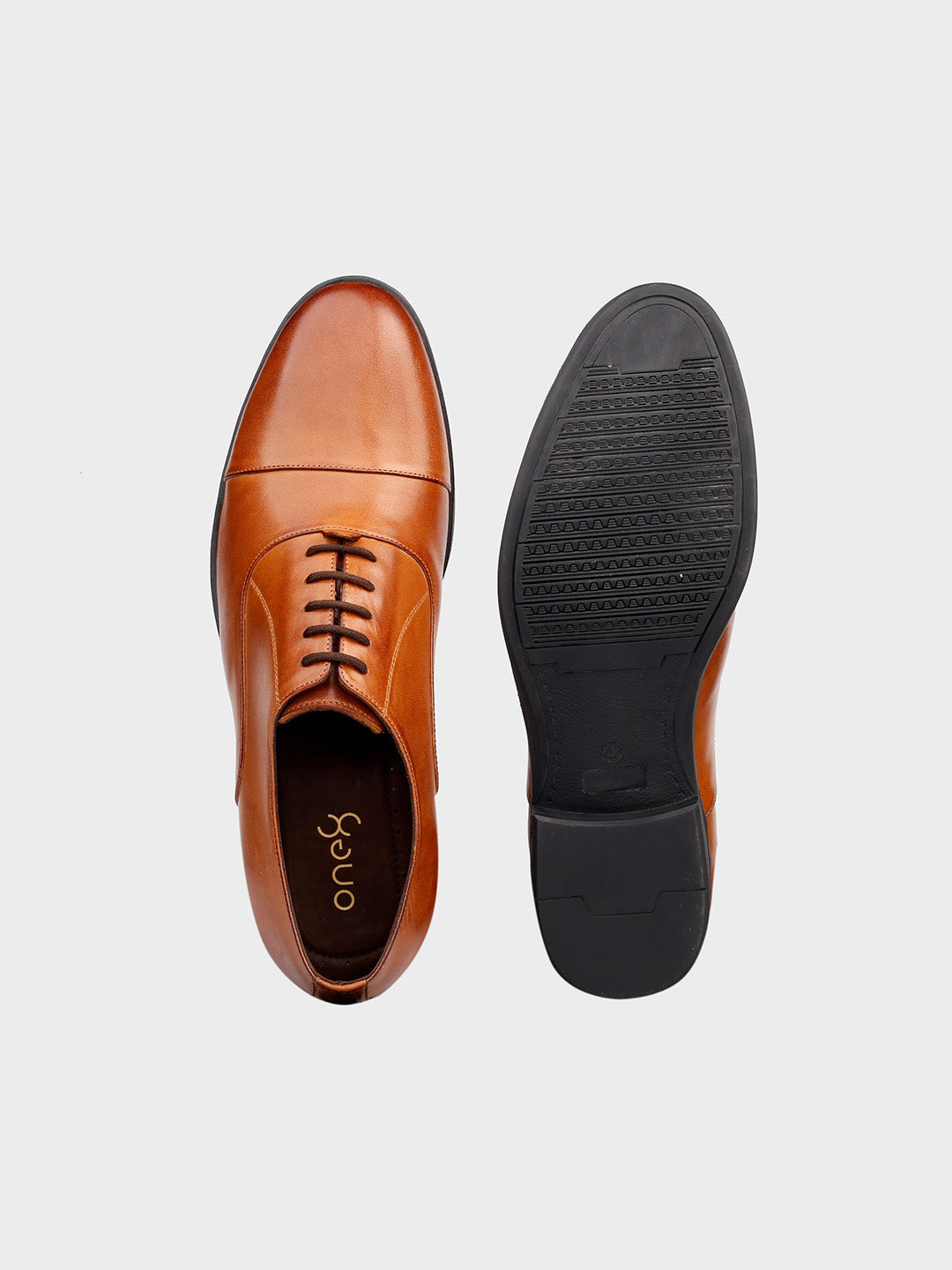 Tan Leather Lace-Up Oxford Shoes