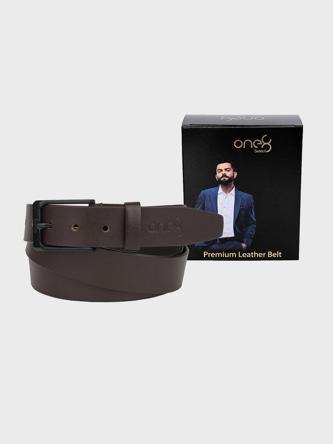 Brown Genuine Leather Tang Closure Fashion Semi-Formal Belt
