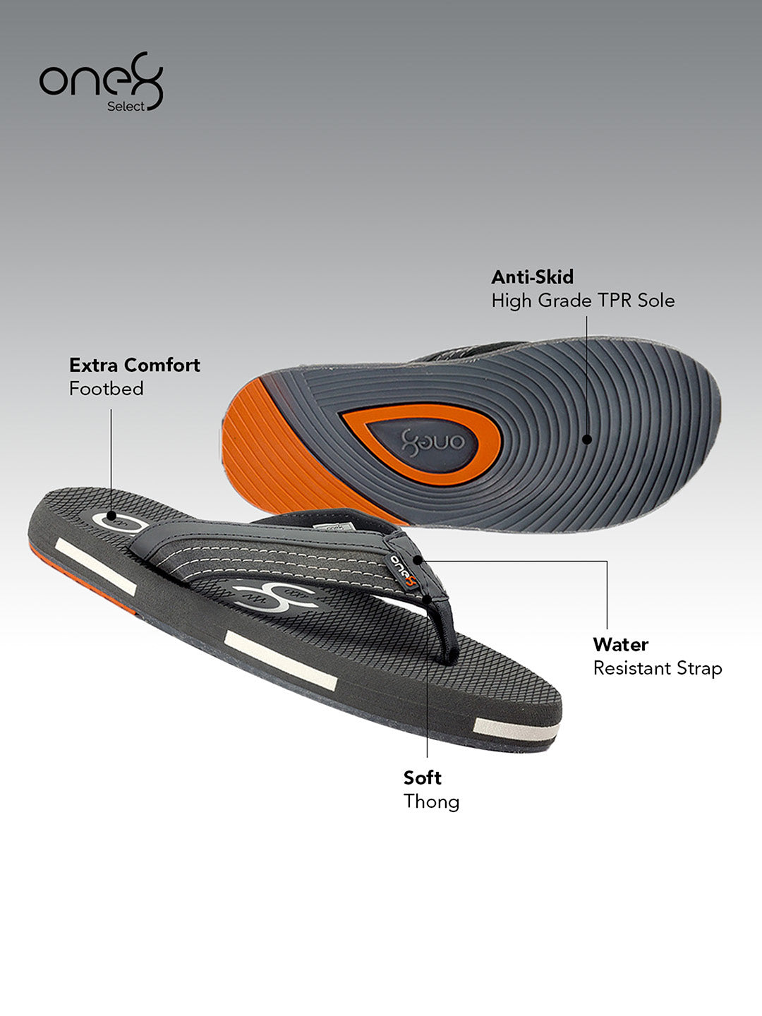 Grey Urban Stride Flip Flops