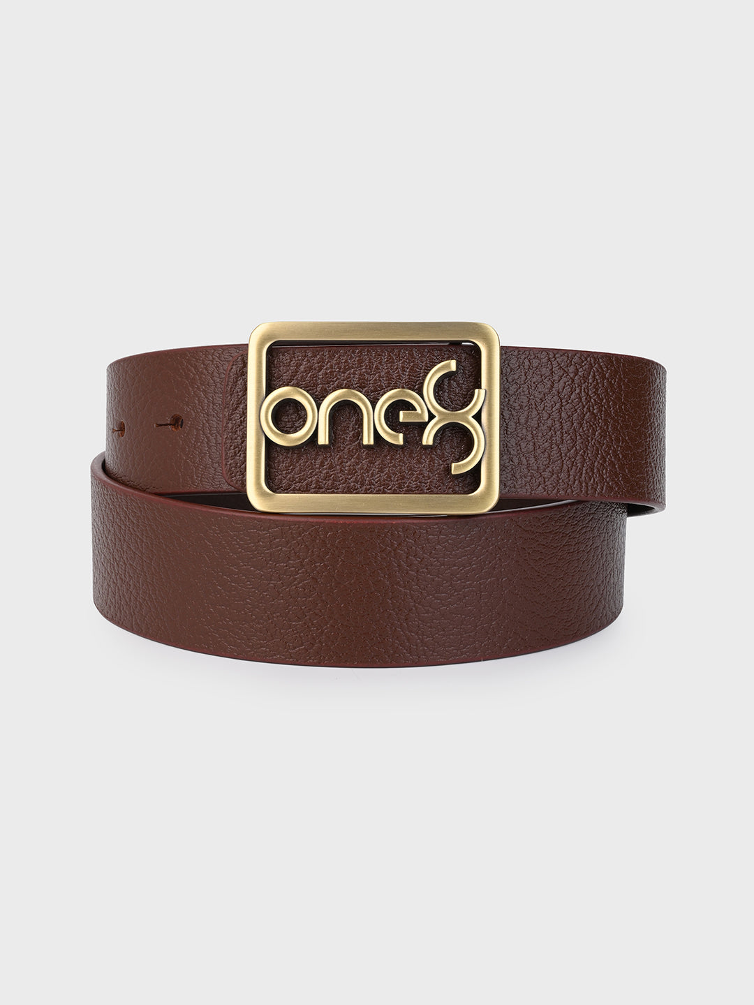 Signature Gold-Tone Buckle Leather Belt