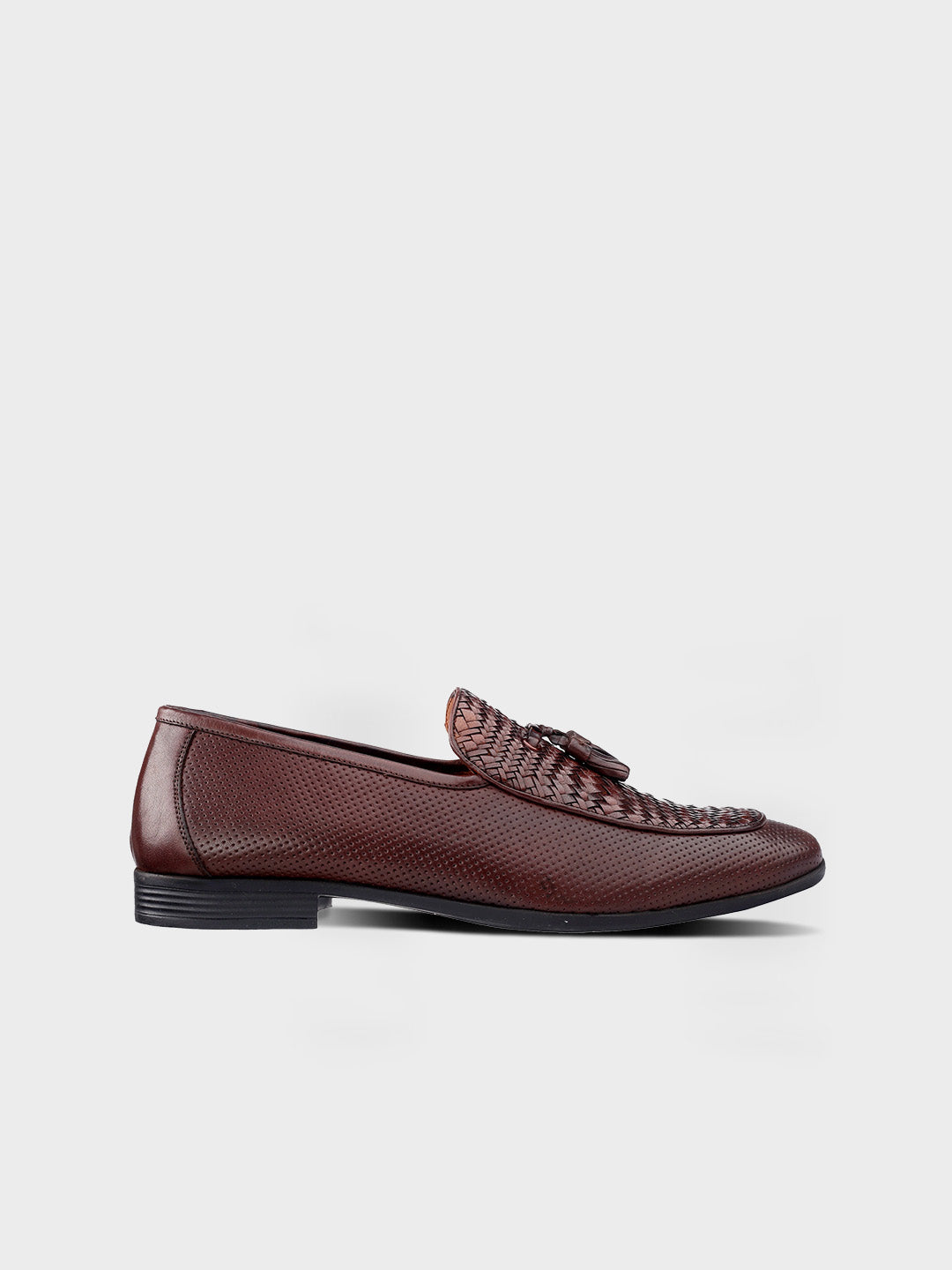 Men's Classic Brown Leather Slip-On Tassel Shoes