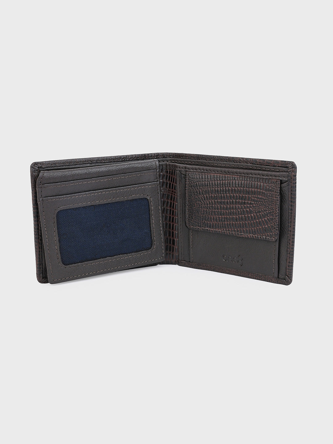 Brown Crocodile-Embossed Bifold Wallet